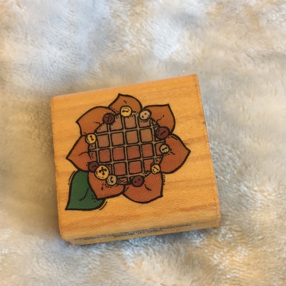 Patchwork Sunflower Country Art Stamp Vintage NWT 1.75” NWT - Picture 9 of 10